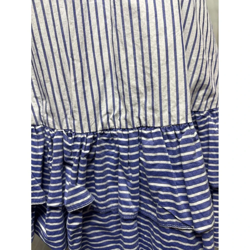 J. CREW Blue White Striped Tiered Ruffle Mini Skirt Sz‎ 6 Beachy Preppy Nautical